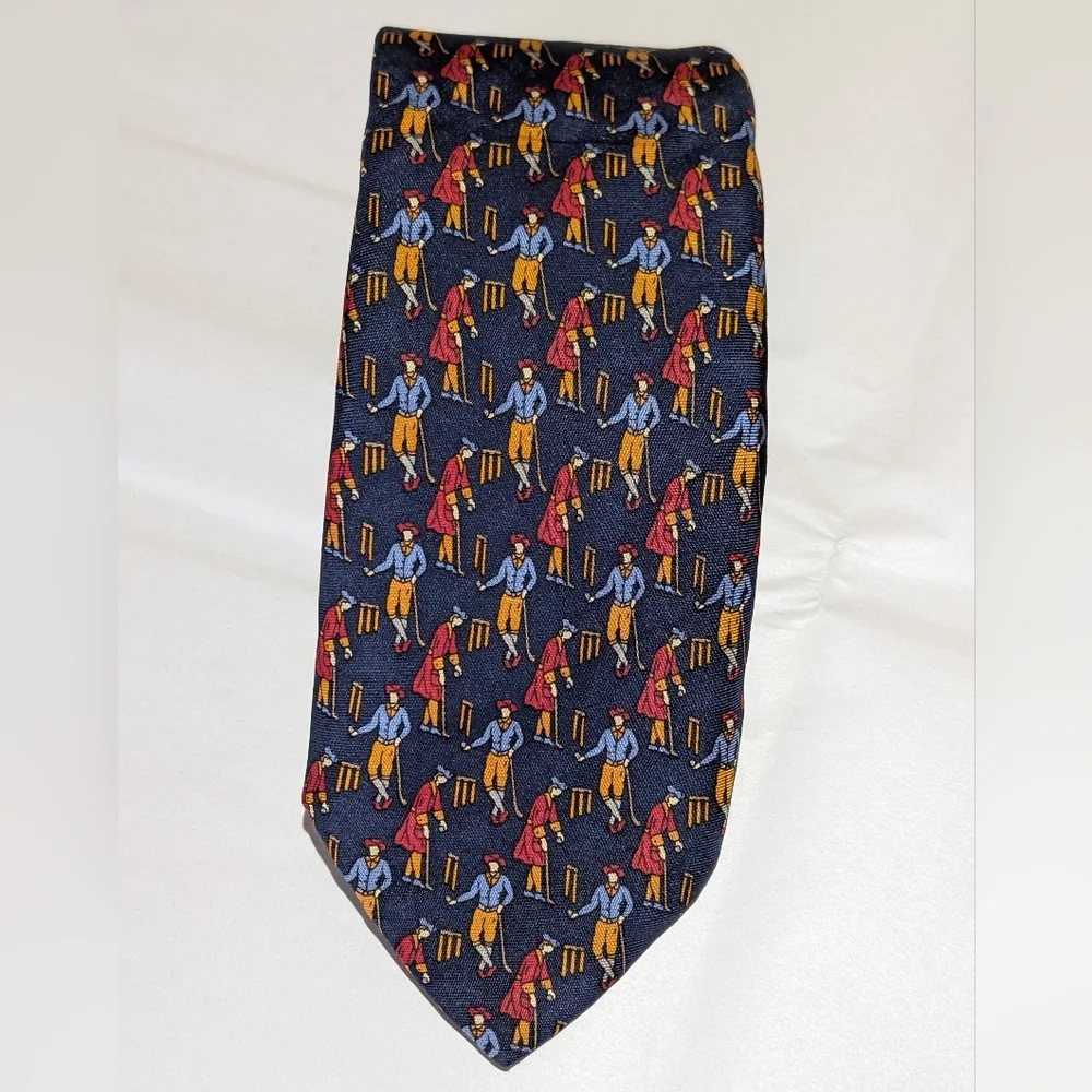 Etro Milano Tie Croquet Novelty Print 100%silk Preppy Luxury Designer